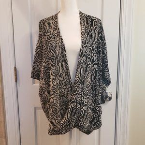 Democracy Black and White Twist Wrap Sweater, Size Large